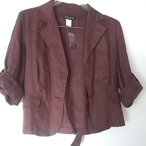 VENUS 3/4 SLEEVES SHORT LINEN JACKET